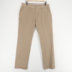 True Classic Chino Pants Mens 34x34 (33x31) Khaki Straight Stretch Hidden Pocket